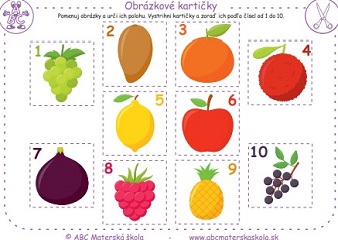 Obrázkové kartičky Ovocie 1