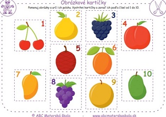 Kartičky Ovocie 2 od 1 do 10