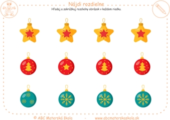 Vianoce - Nájdi rozdielne 