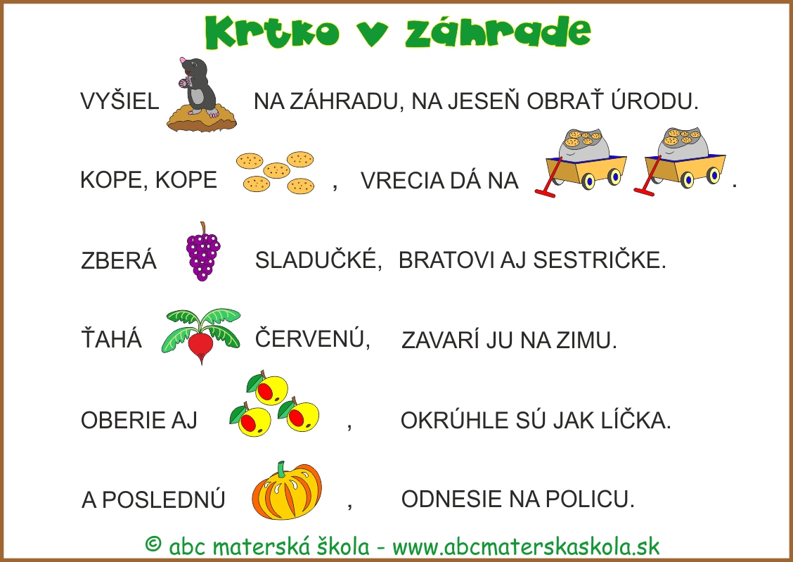 maľované čítanie - krtko v záhrade